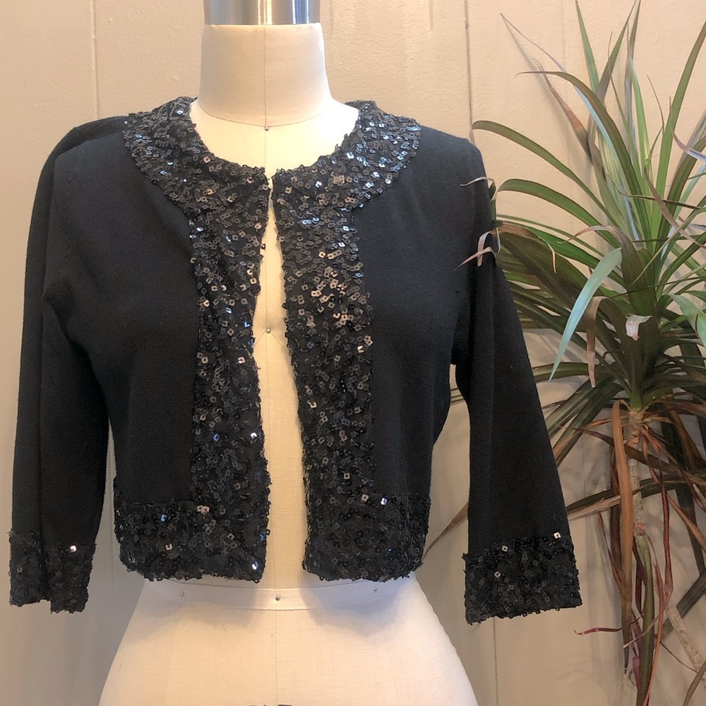 Harrison Morgan Cashmere Sequined Shrug